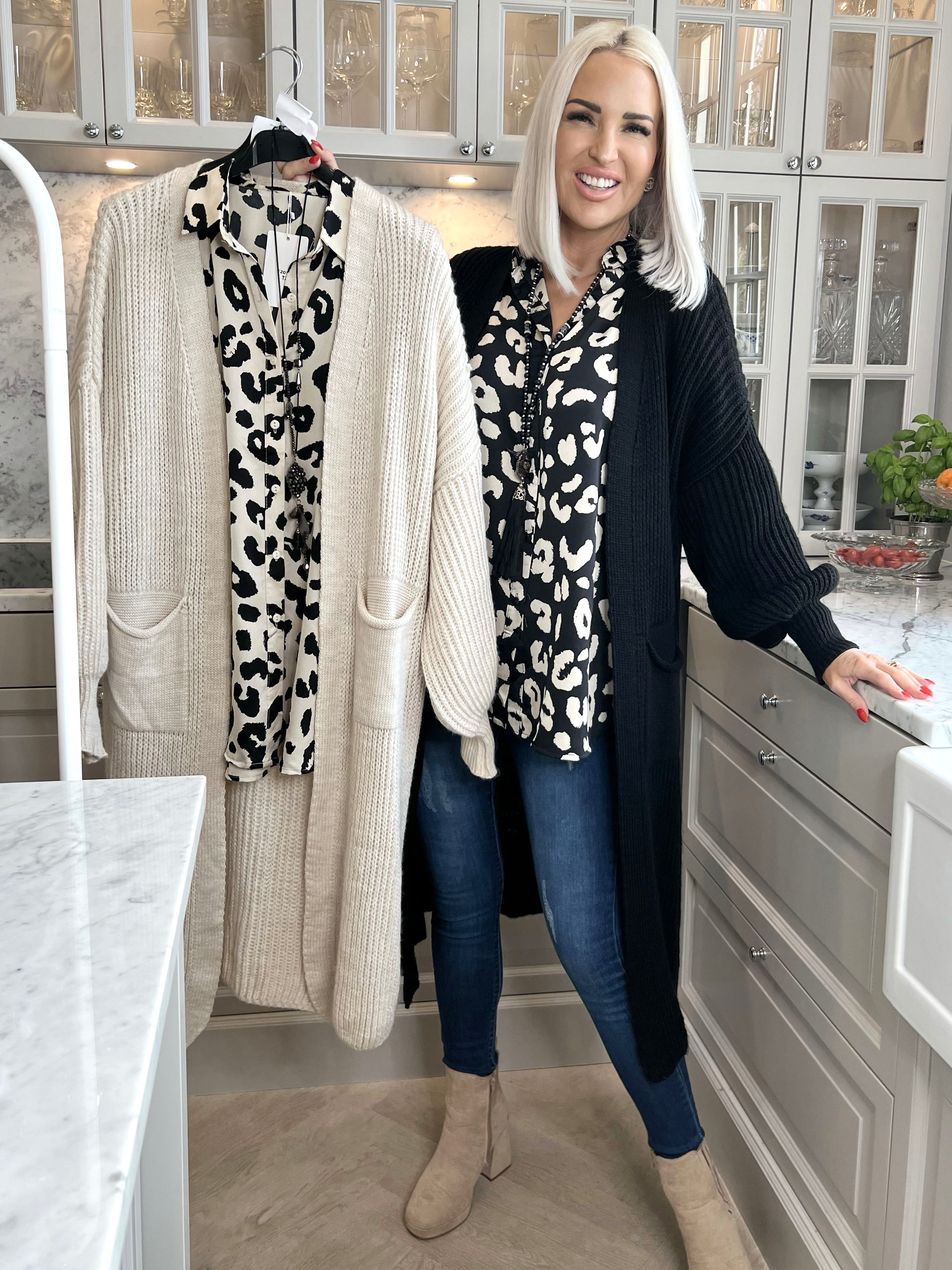 Fadia - Söt leopardskjorta i sidenlook